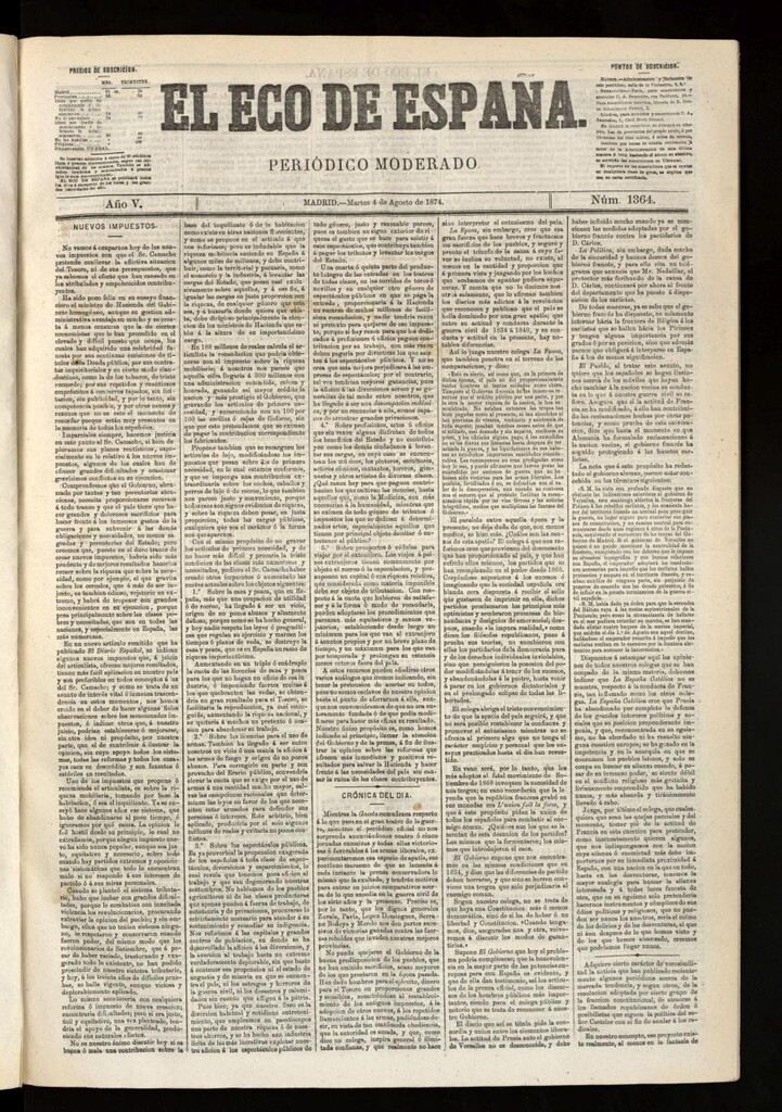 Miniatura de El Eco de España del 4 de agosto de 1874