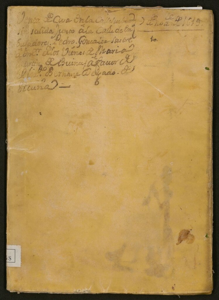 Miniatura de Venta de casa en la callejuela sin salida junto a la Calle de Embajadores: Pedro Gonzalez Sastre adm[inistra]dor de los vienes de Maria Martín de Buina: a favor de el Lic[encia]do Bernave Delgado de Acuña