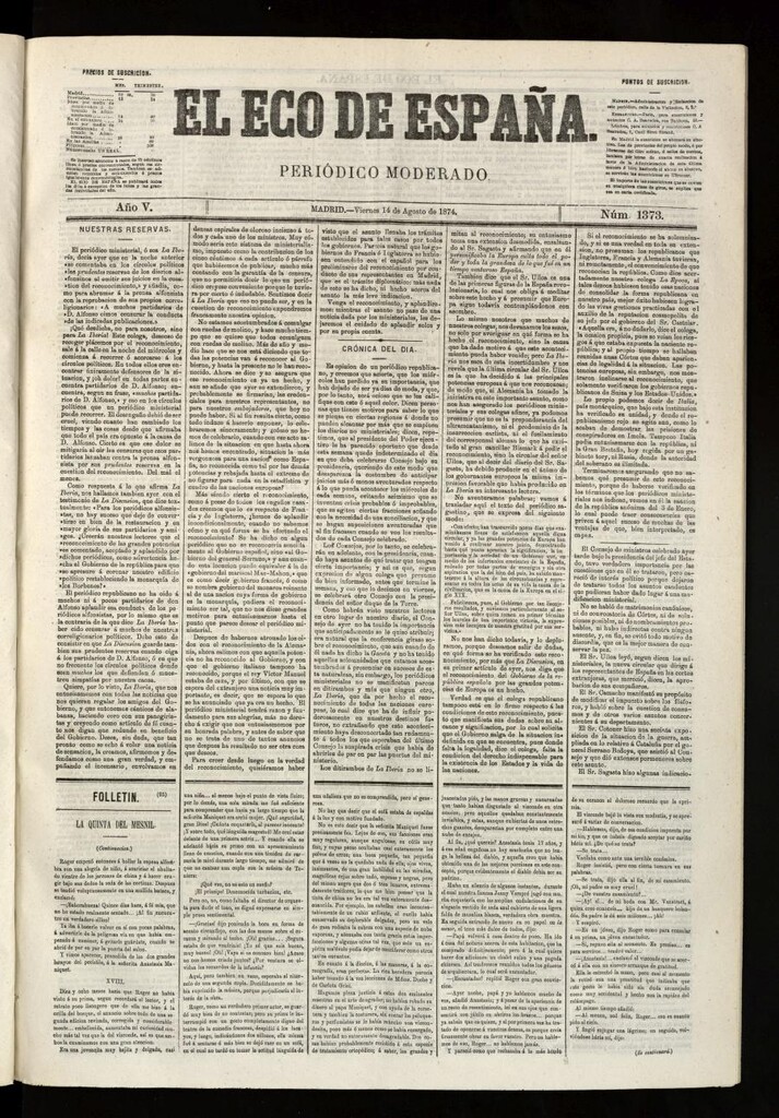 Miniatura de El Eco de España del 14 de agosto de 1874
