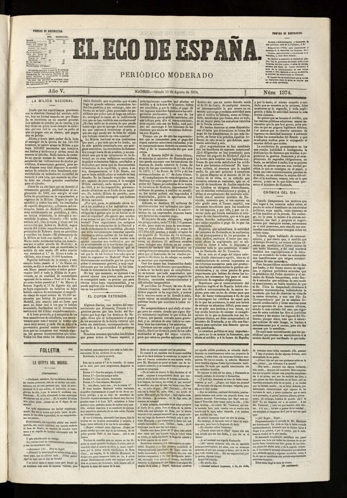 Miniatura de El Eco de España del 15 de agosto de 1874