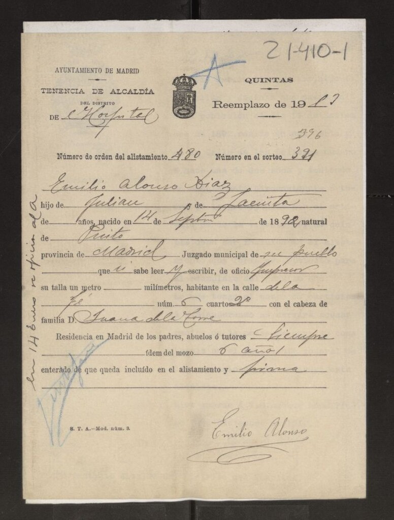 Miniatura de Alistamiento de Quintas.