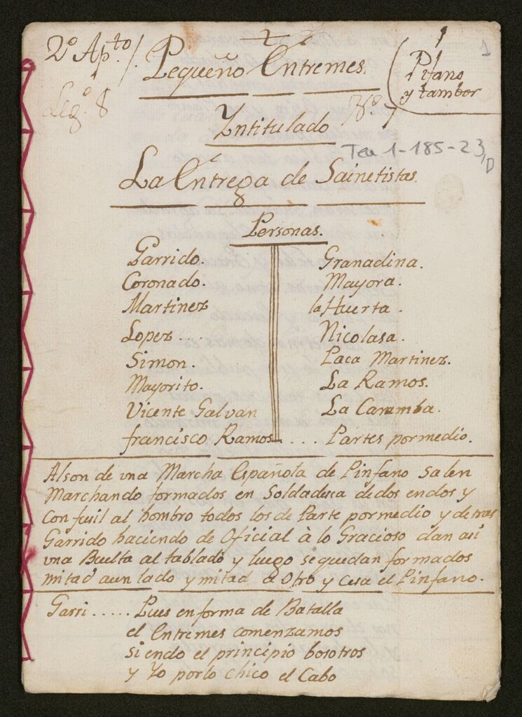 Miniatura de Pequeño Entremes Yntitulado La entrega de Sainetistas
