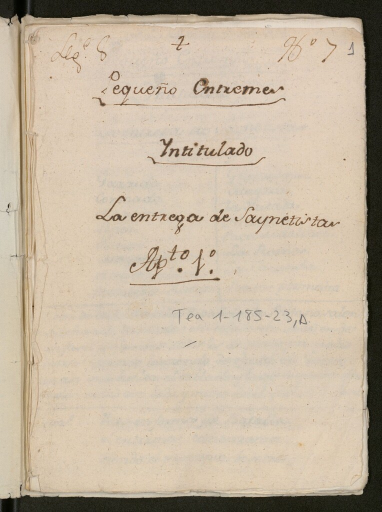 Miniatura de Pequeño Entremes Intitulado La entrega de Saynetistas