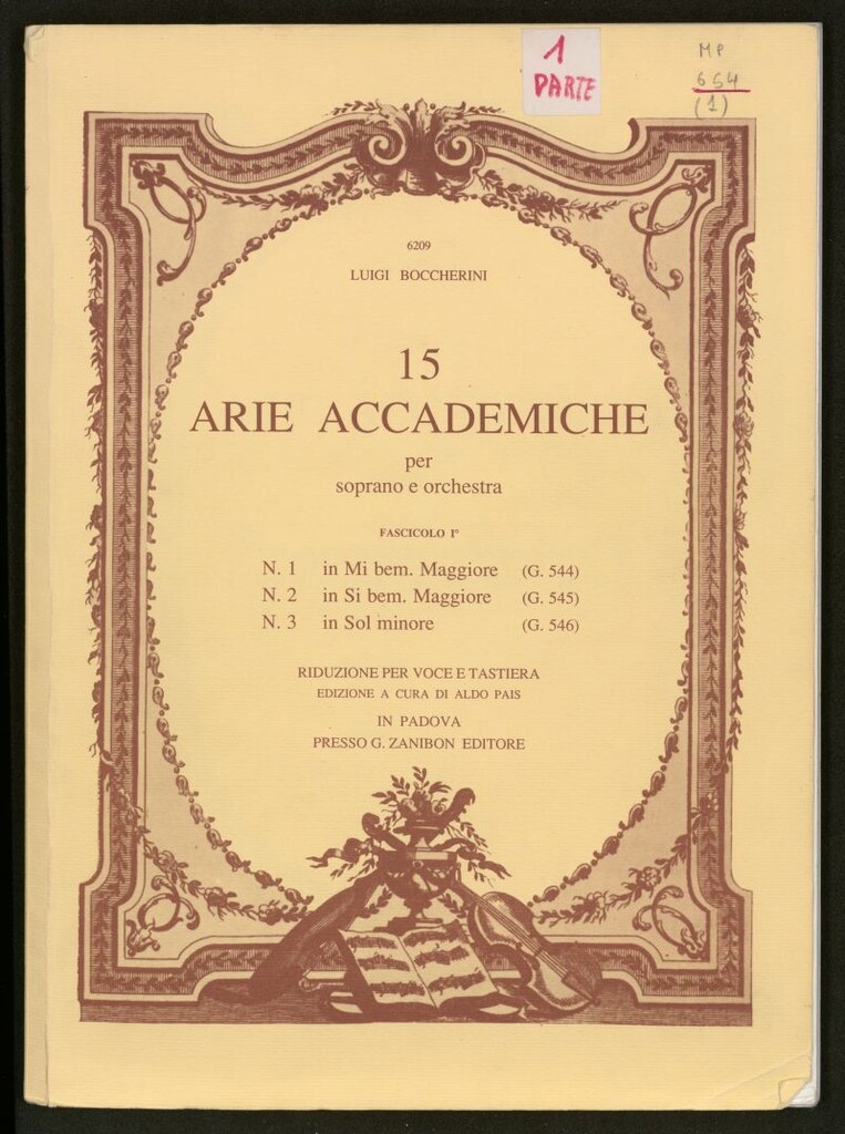 Miniatura de 15 arie accademiche per soprano e orchestra. Fascicolo 1º