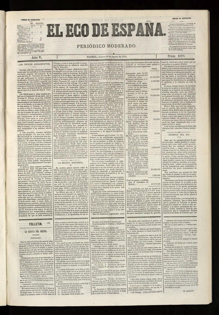 Miniatura de El Eco de España del 20 de agosto de 1874