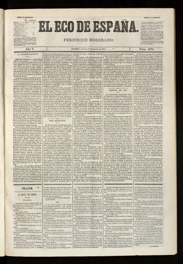 Miniatura de El Eco de España del 21 de agosto de 1874