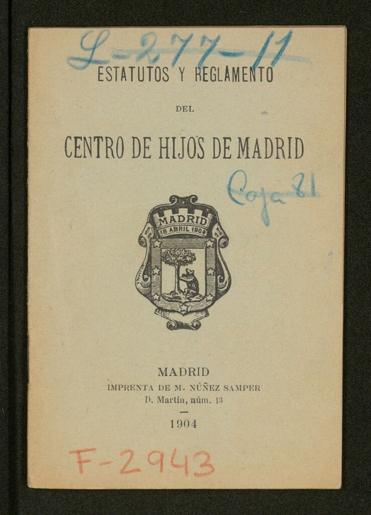 Miniatura de Estatutos y reglamento del Centro de Hijos de Madrid