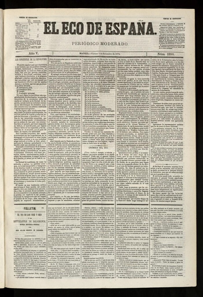 Miniatura de El Eco de España del 4 de septiembre de 1874