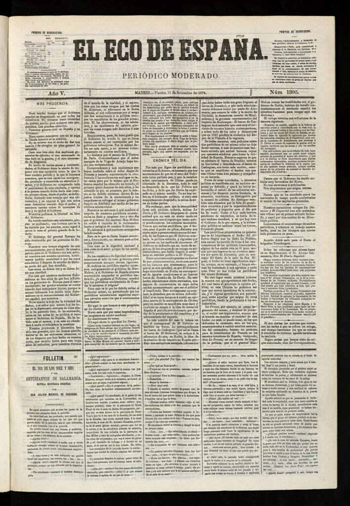 Miniatura de El Eco de España del 11 de septiembre de 1874
