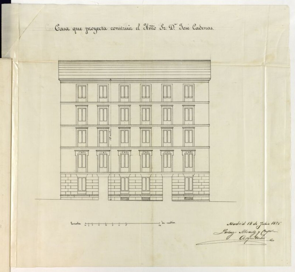 Miniatura de Expediente promovido por Don José Cadenas solicitando licencia para construir de nueva planta en un solar situado en la calle de Argensola, prolongación de la de Belén