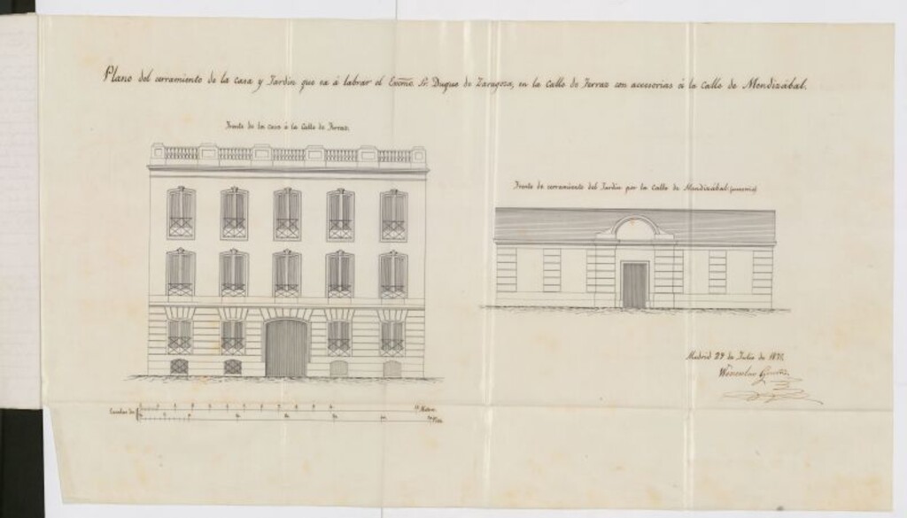 Miniatura de Expediente promovido por el excelentísimo señor Duque de Zaragoza, solicitando licencias para construir de nueva planta en un solar de la manzana A de la calle de Ferraz, barrio de Argüelles