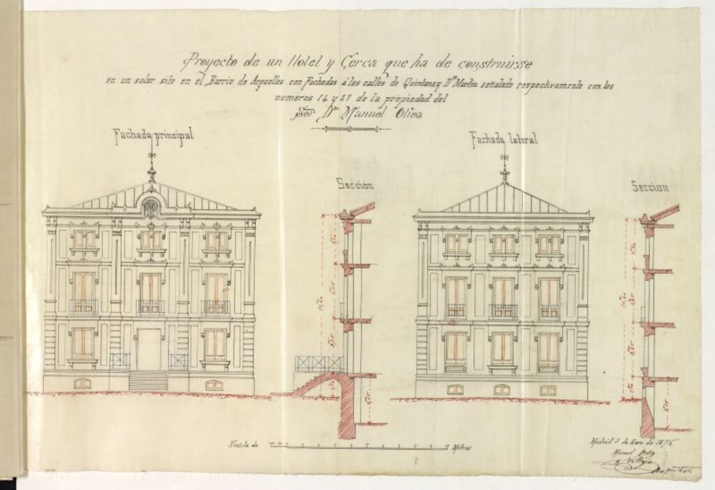 Miniatura de Expediente promovido por Don Manuel de Oliva para construir de nueva planta en la calle de Quintana, 14 y Don Martín, 25