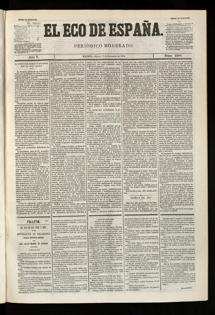Miniatura de El Eco de España del 15 de septiembre de 1874