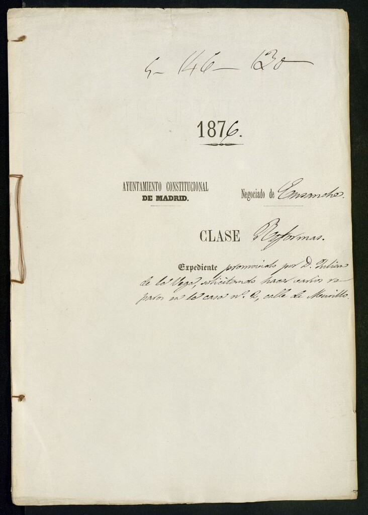 Miniatura de Expediente promovido por D. Julián de la Vega solicitando hacer varios reparos en la casa n.º 2 de la calle de Murillo