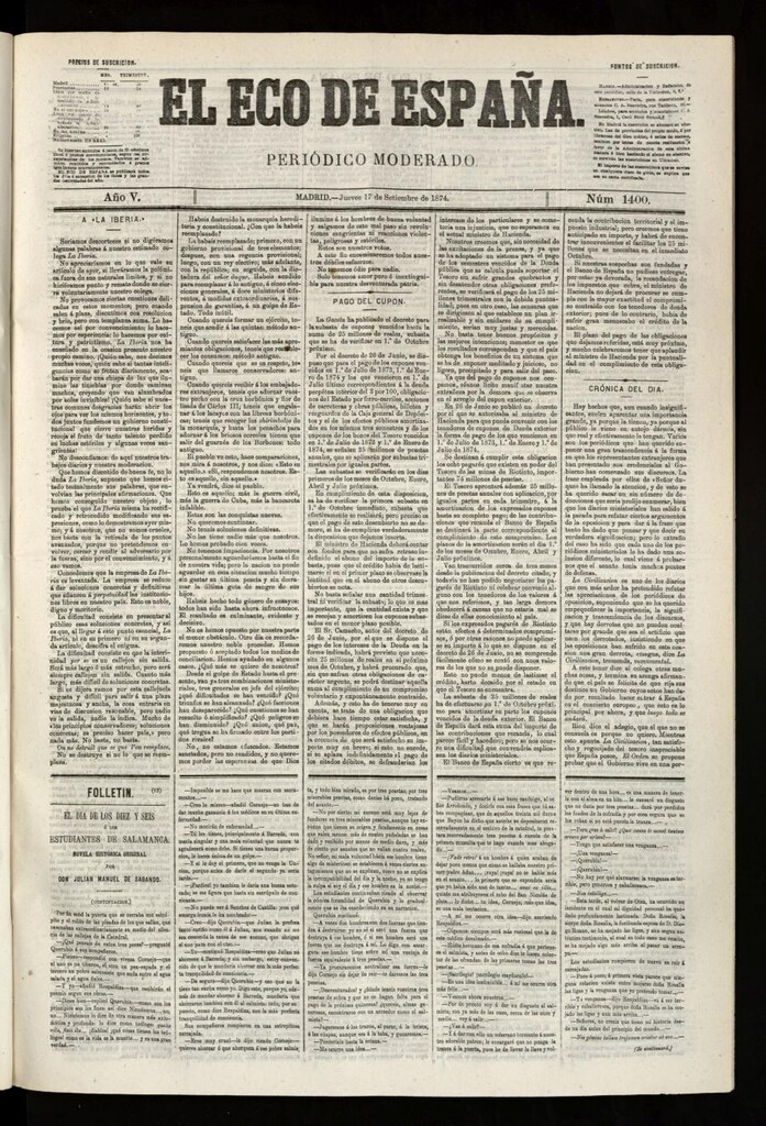 Miniatura de El Eco de España del 17 de septiembre de 1874