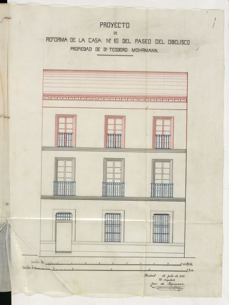 Miniatura de Expediente promovido por D. Teodoro Mohrmann solicitando levantar un piso más a la casa n.º 10 del paseo del Obelisco
