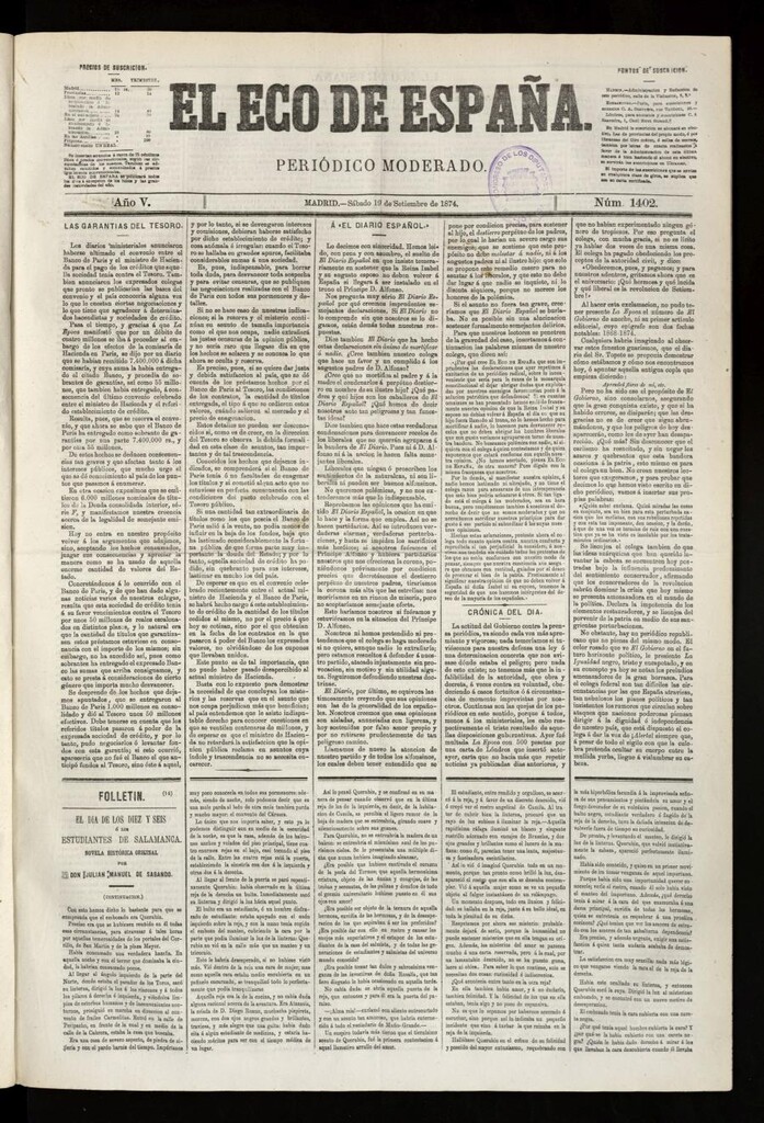 Miniatura de El Eco de España del 19 de septiembre de 1874