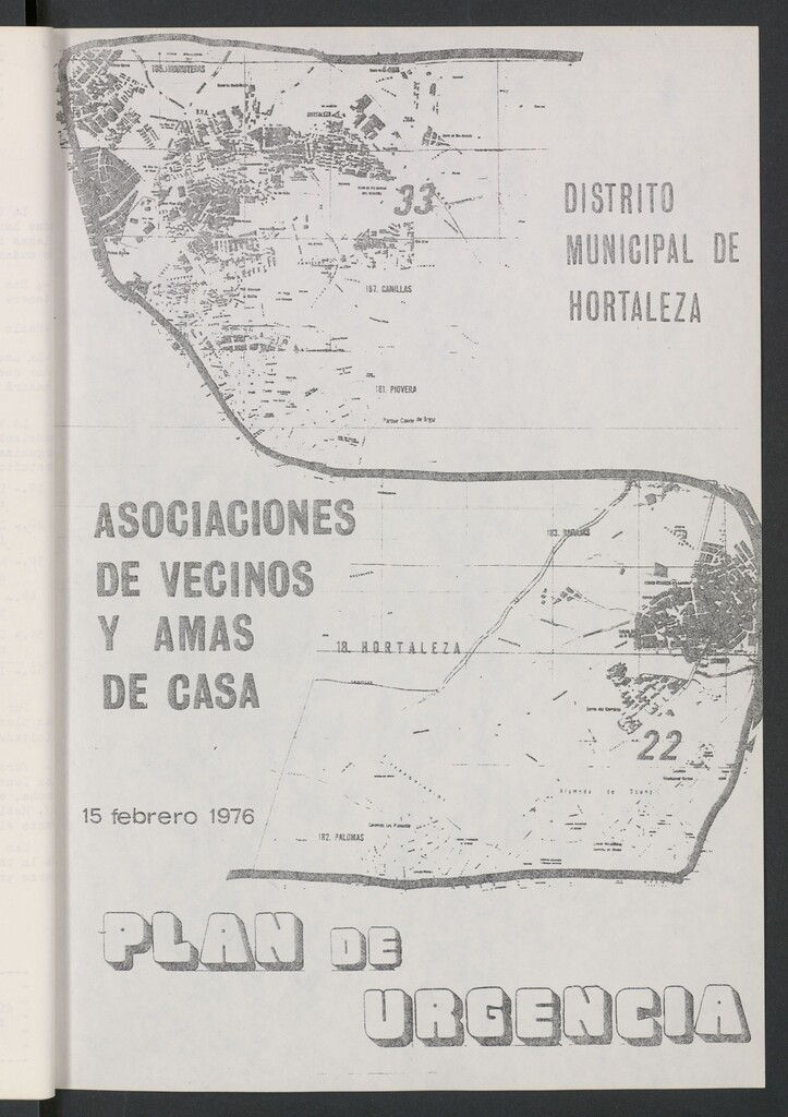 Miniatura de Plan de Urgencia : Distrito Municipal de Hortaleza (1976, 15 de febrero)