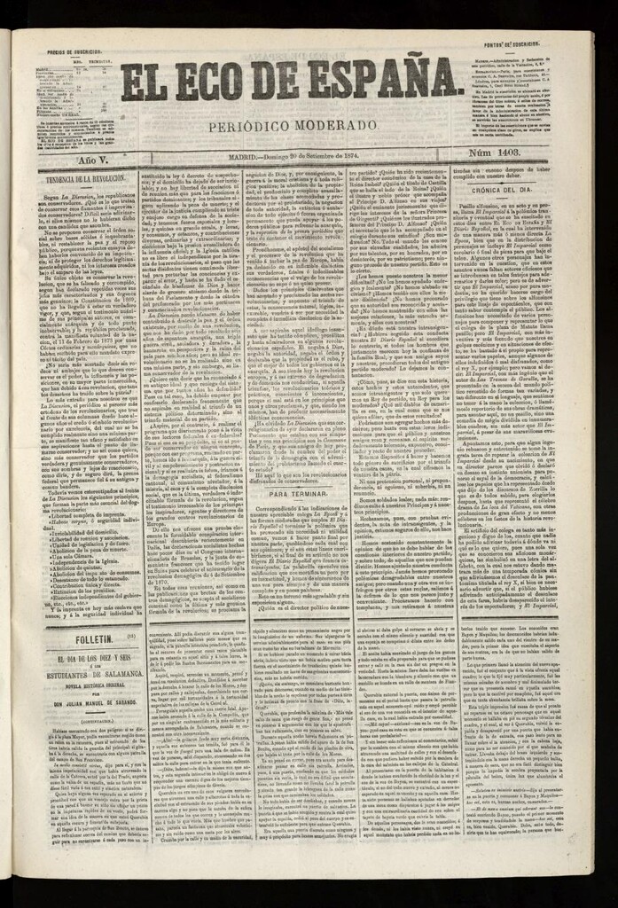 Miniatura de El Eco de España del 20 de septiembre de 1874
