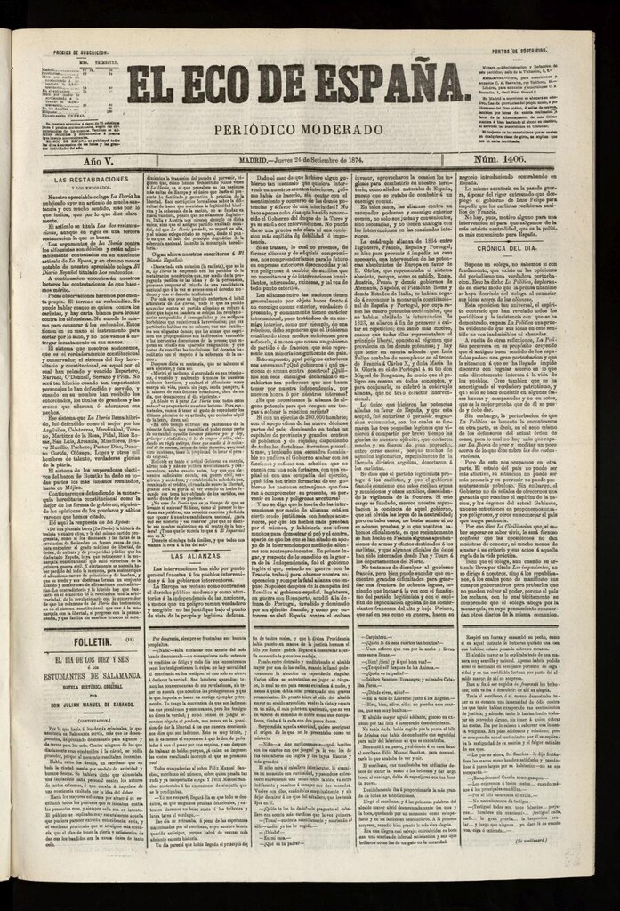 Miniatura de El Eco de España del 24 de septiembre de 1874