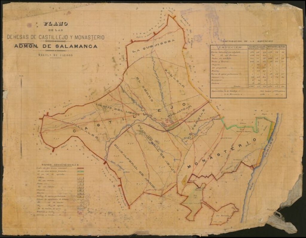Miniatura de Planos de las dehesas de Castillejo y Monasterio: admon. de Salamanca.