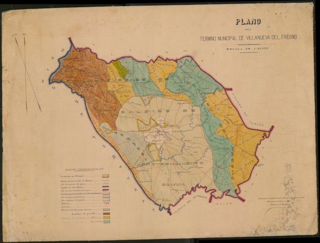 Miniatura de Plano del término municipal de Villanueva del Fresno Reducción à mitad de escala del plano levantado en 1870. Madrid