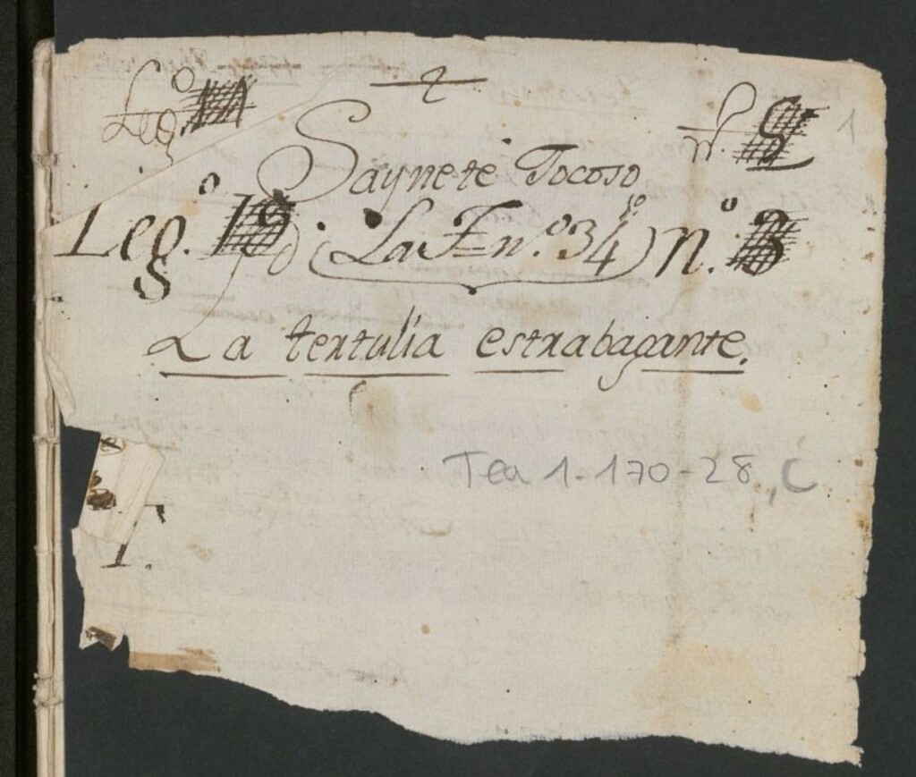 Miniatura de Saynete jocoso la tertulia estrabagante [sic]