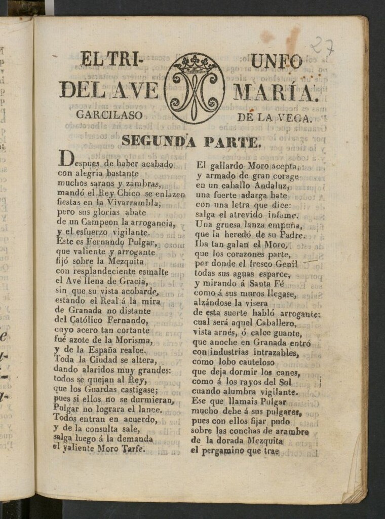 Miniatura de El triunfo del Ave María ó Garcilaso de la Vega : segunda parte