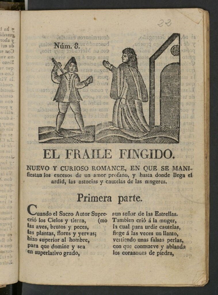Miniatura de El fraile fingido : nuevo y curioso romance, en que se manifiestan los excesos de un amor profano, y hasta donde llega el ardid, las astucias y cautelas de las mugeres : primera parte