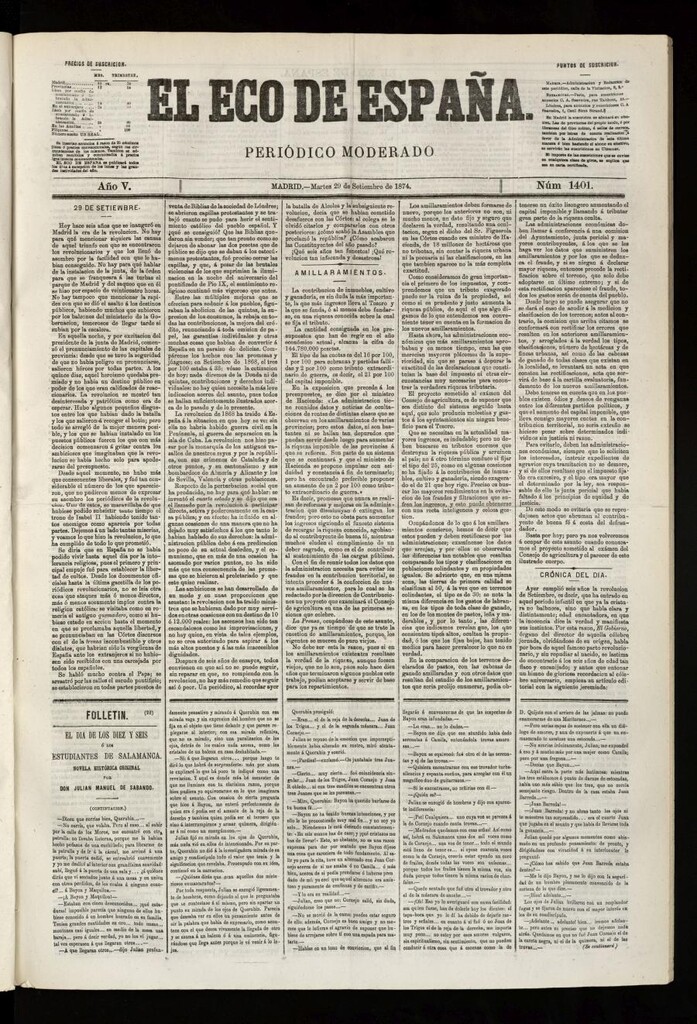 Miniatura de El Eco de España del 29 de septiembre de 1874