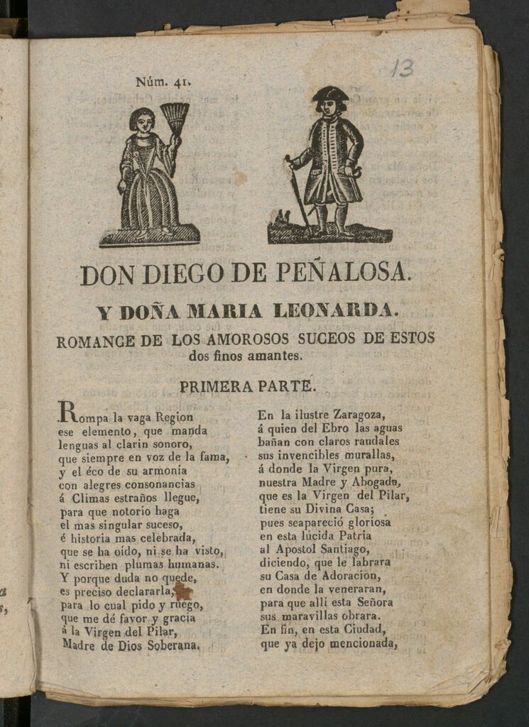 Miniatura de Don Diego de Peñalosa y doña María Leonarda : romance de los amorosos suceos[sic] de estos dos finos amantes: primera parte