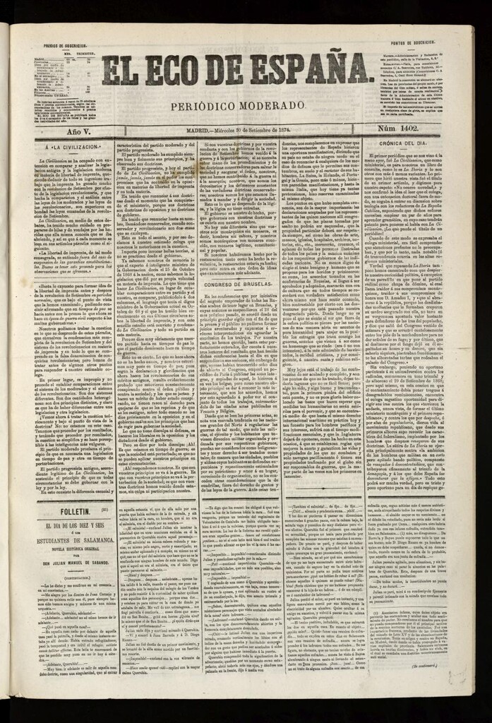 Miniatura de El Eco de España del 30 de septiembre de 1874