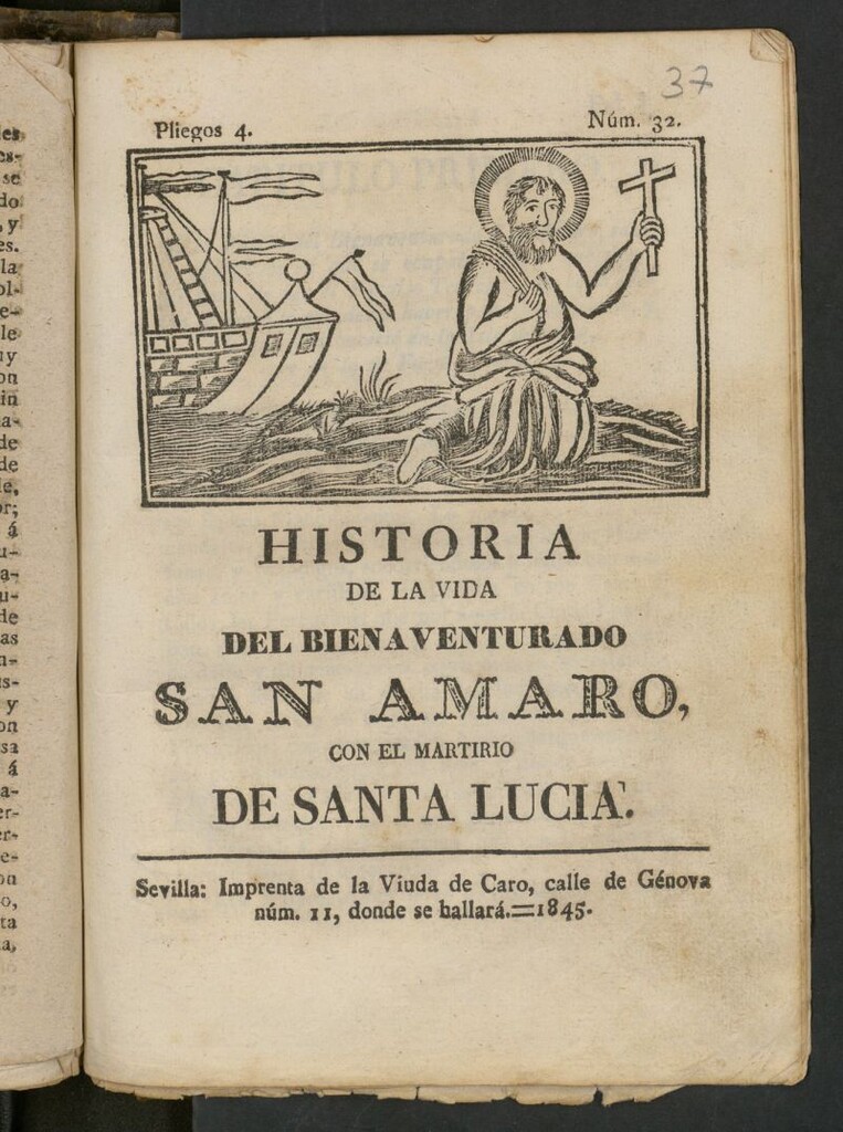 Miniatura de Historia de la vida del bienaventurado San Amaro, con el martirio de Santa Lucia