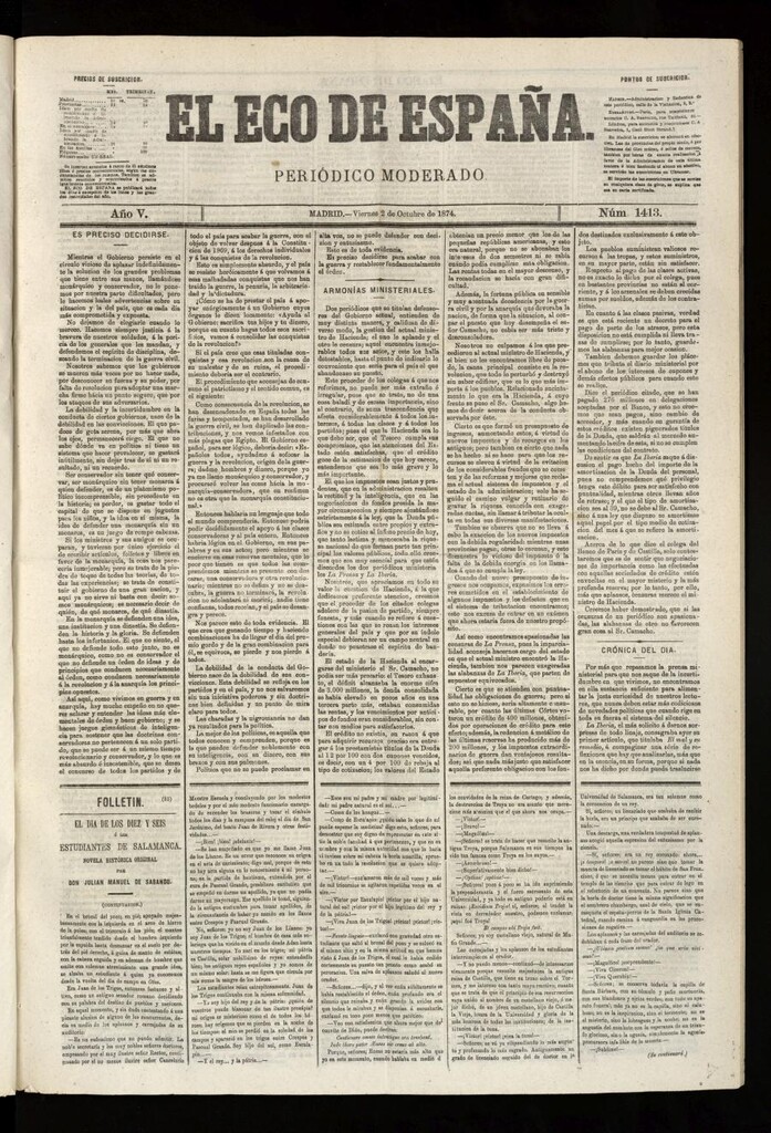 Miniatura de El Eco de España del 2 de octubre de 1874