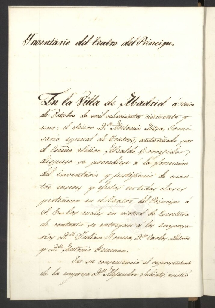 Miniatura de Inventario del Teatro del Príncipe