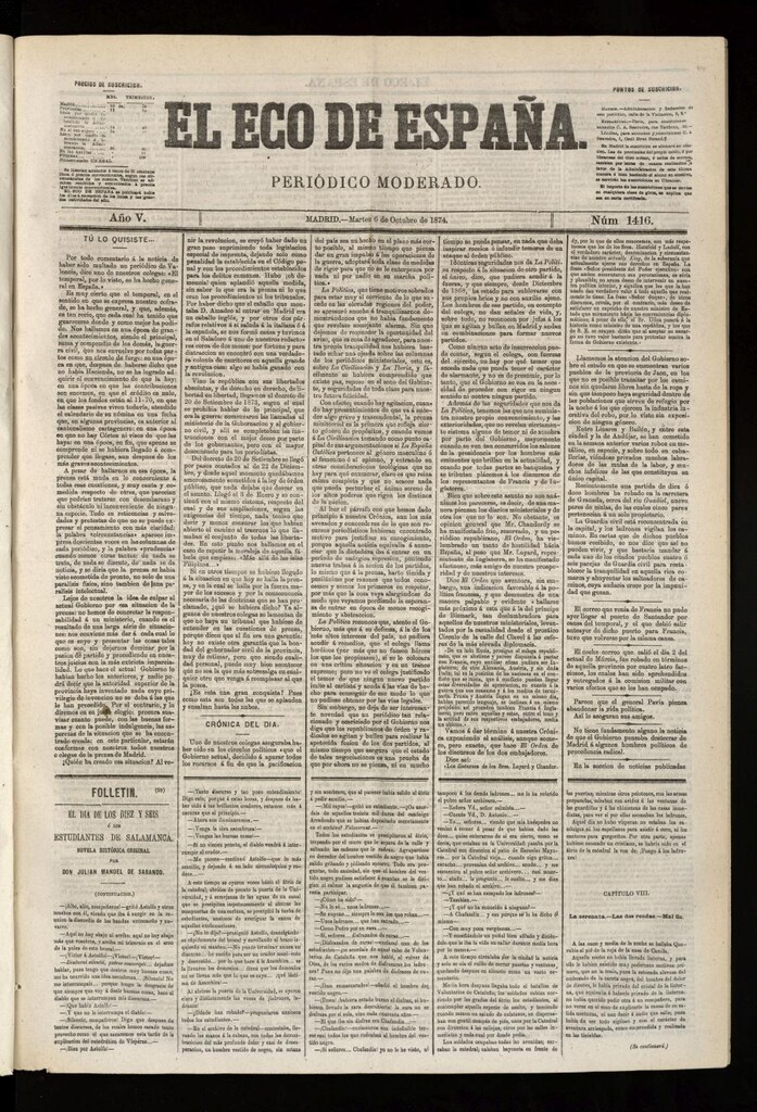 Miniatura de El Eco de España del 6 de octubre de 1874