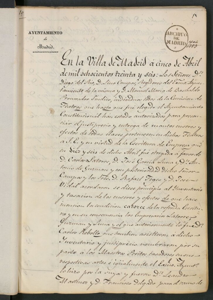 Miniatura de Libro de inventario de los teatros de esta Corte