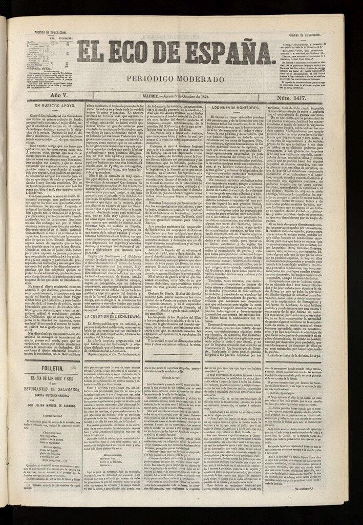 Miniatura de El Eco de España del 8 de octubre de 1874