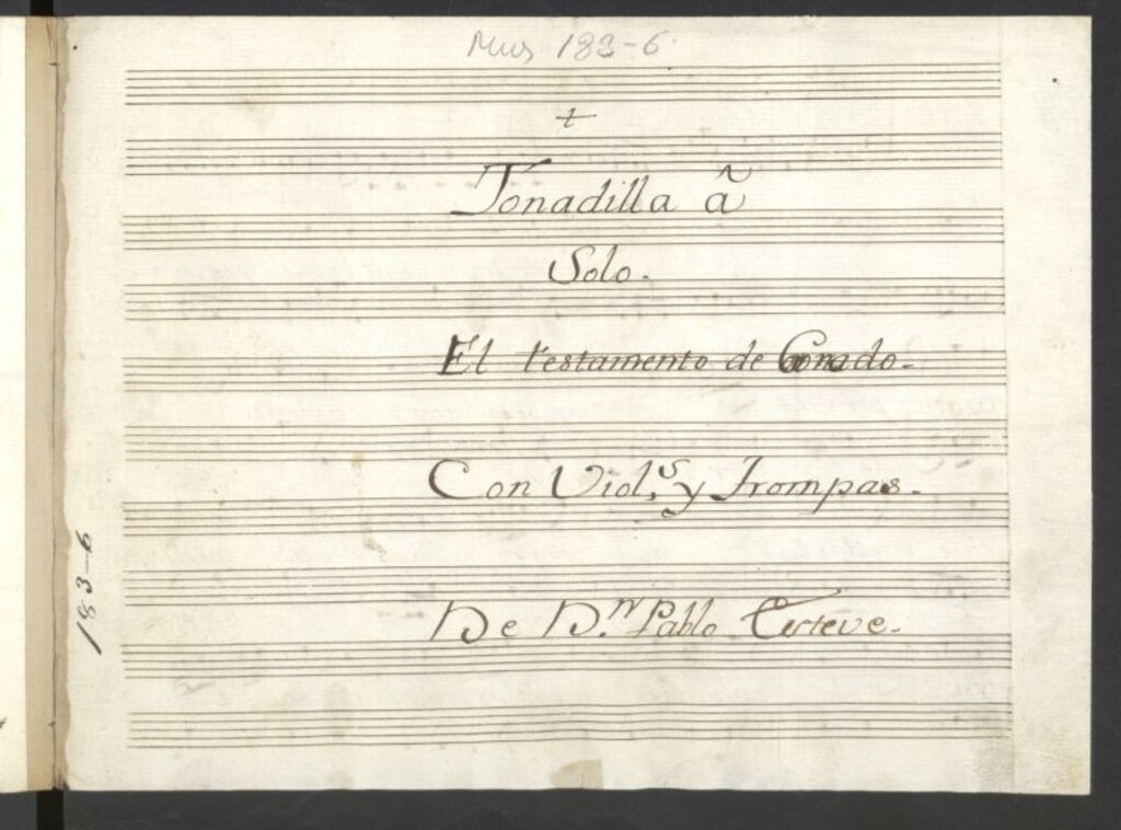 Miniatura de Tonadilla â solo El testamento del Coronado: con viols. y trompas