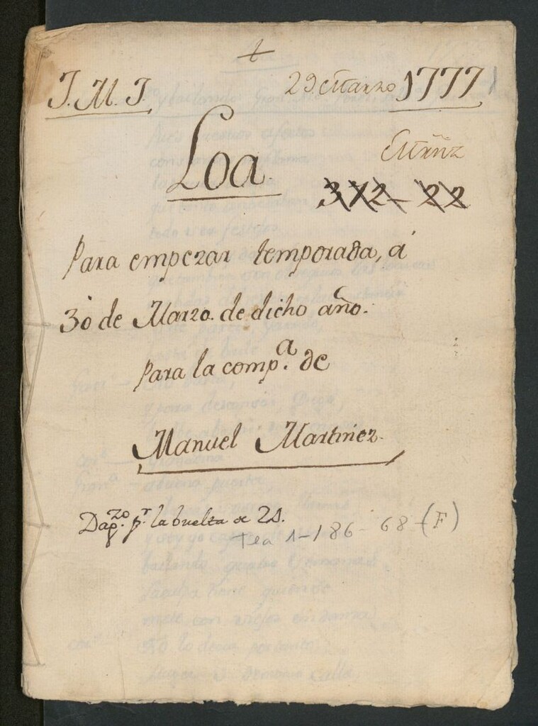 Miniatura de Loa Para empezar temporada, á 30 de Marzo de dicho año para la compañía de Manuel Martínez