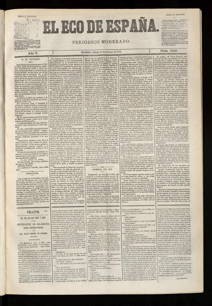 Miniatura de El Eco de España del 10 de octubre de 1874