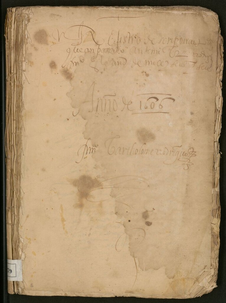 Miniatura de Registro de scripturas que an pasado ante mi [ilegible] 220 leg[ajos] [ilegible] año de mil seiscientos seis