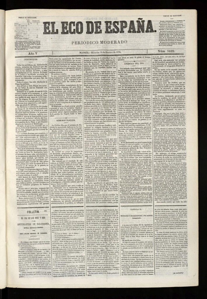 Miniatura de El Eco de España del 14 de octubre de 1874
