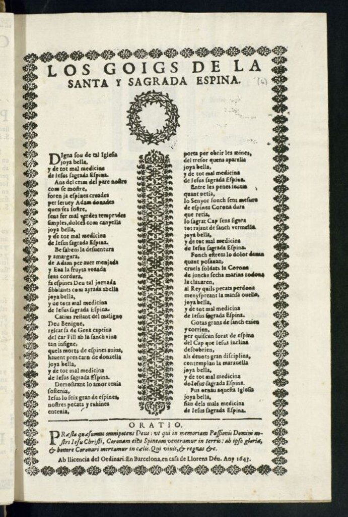 Miniatura de Los Goigs de la Santa y Sagrada Espina