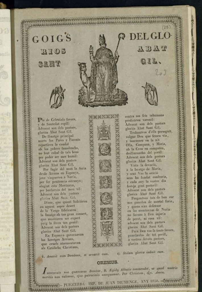 Miniatura de Goigs del glorios abat sant Gil