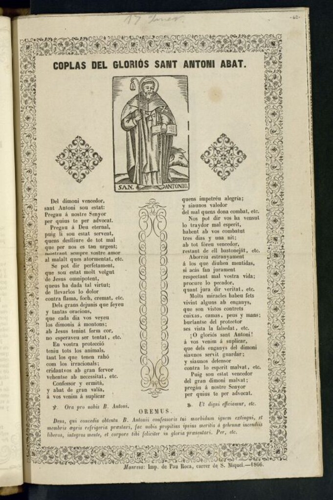 Miniatura de Coplas del Gloriós Sant Antoni Abat
