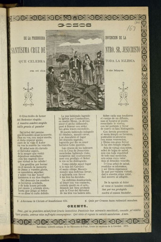 Miniatura de Gozos de la prodigiosa invención de la santísima Cruz de Ntro. Sr. Jesucristo : que celebra toda la iglesia en el día 3 de mayo
