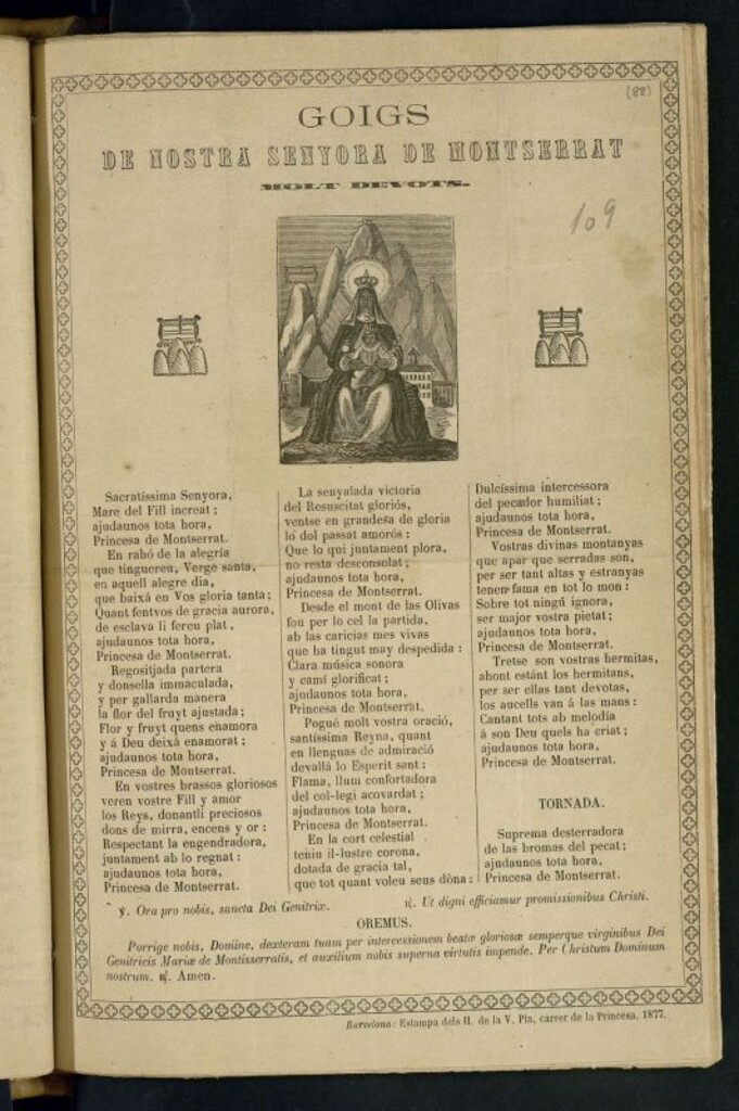 Miniatura de Goigs de Nostra Senyora de Montserrat : molt devots