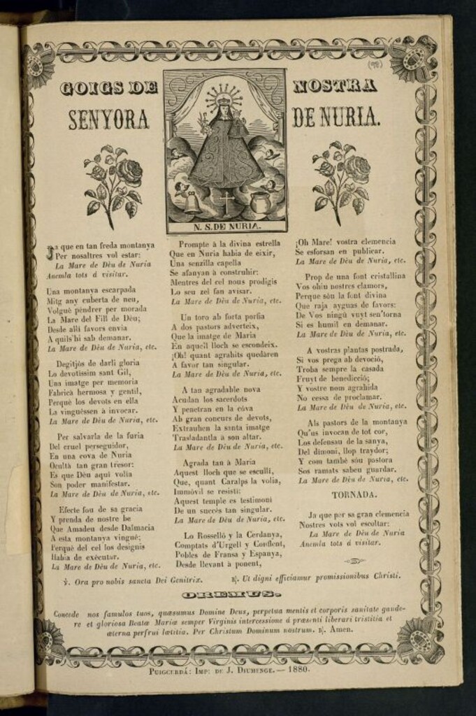 Miniatura de Goigs de Nostra Señora de Nuria