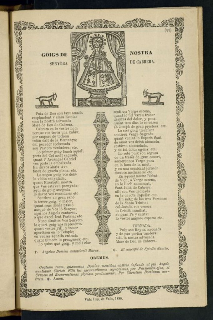 Miniatura de Goigs de Nostra Señora de Cabrera